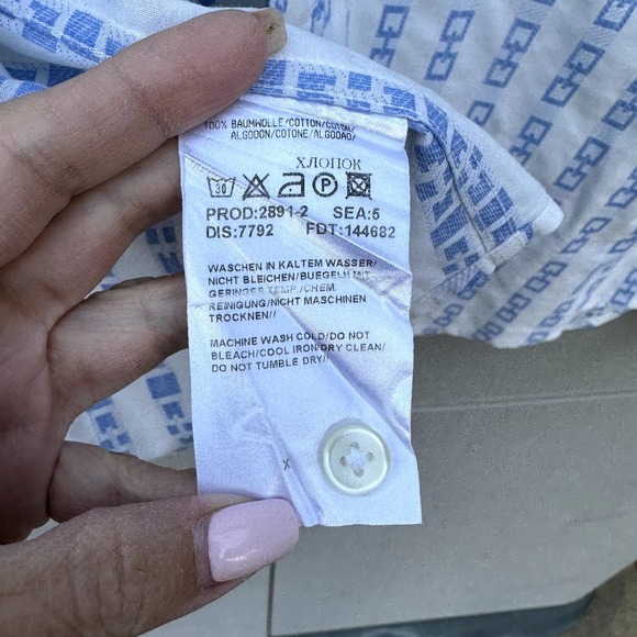 Hugo Boss Button Down Long Sleeves Shirt Chain Textured Design sz L - Picture 5 of 6